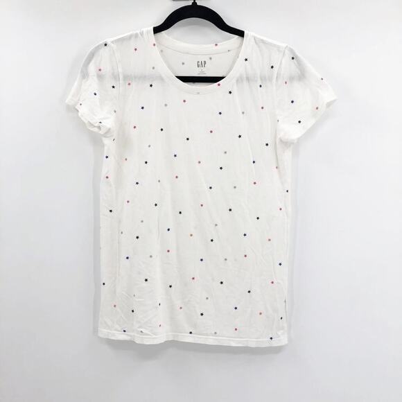 GAP Womens Favorite Print Crewneck T-Shirt White Multi Stars Size Small - Picture 2 of 5